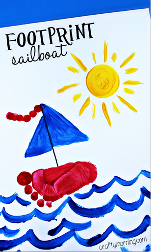 Footprint Sailboat Craft for Kids to Make - Crafty Morning