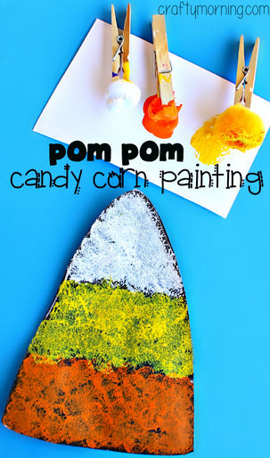 http://www.craftymorning.com/pom-pom-candy-corn-painting-craft/