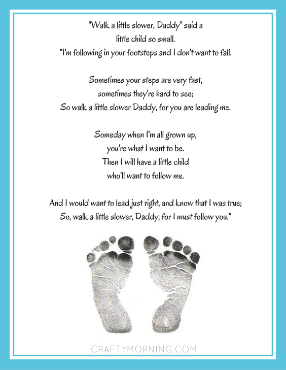 "Walk a Little Slower, Daddy" Printable Poem Crafty Morning