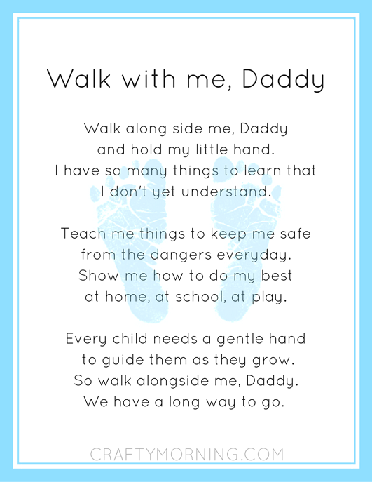 "Walk with me, Daddy" Printable Footprint Poem Crafty Morning