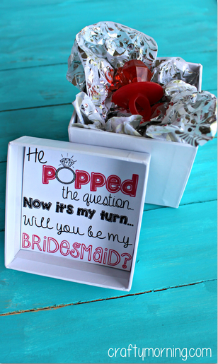 “He Popped The Question…” Bridesmaid Ring Pop Idea + Free Printable