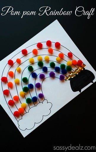 Pom Pom Rainbow Craft For St. Patrick’s Day (Free Printable)