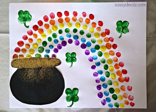 Fingerprint Rainbow Pot of Gold Craft For St. Patrick’s Day