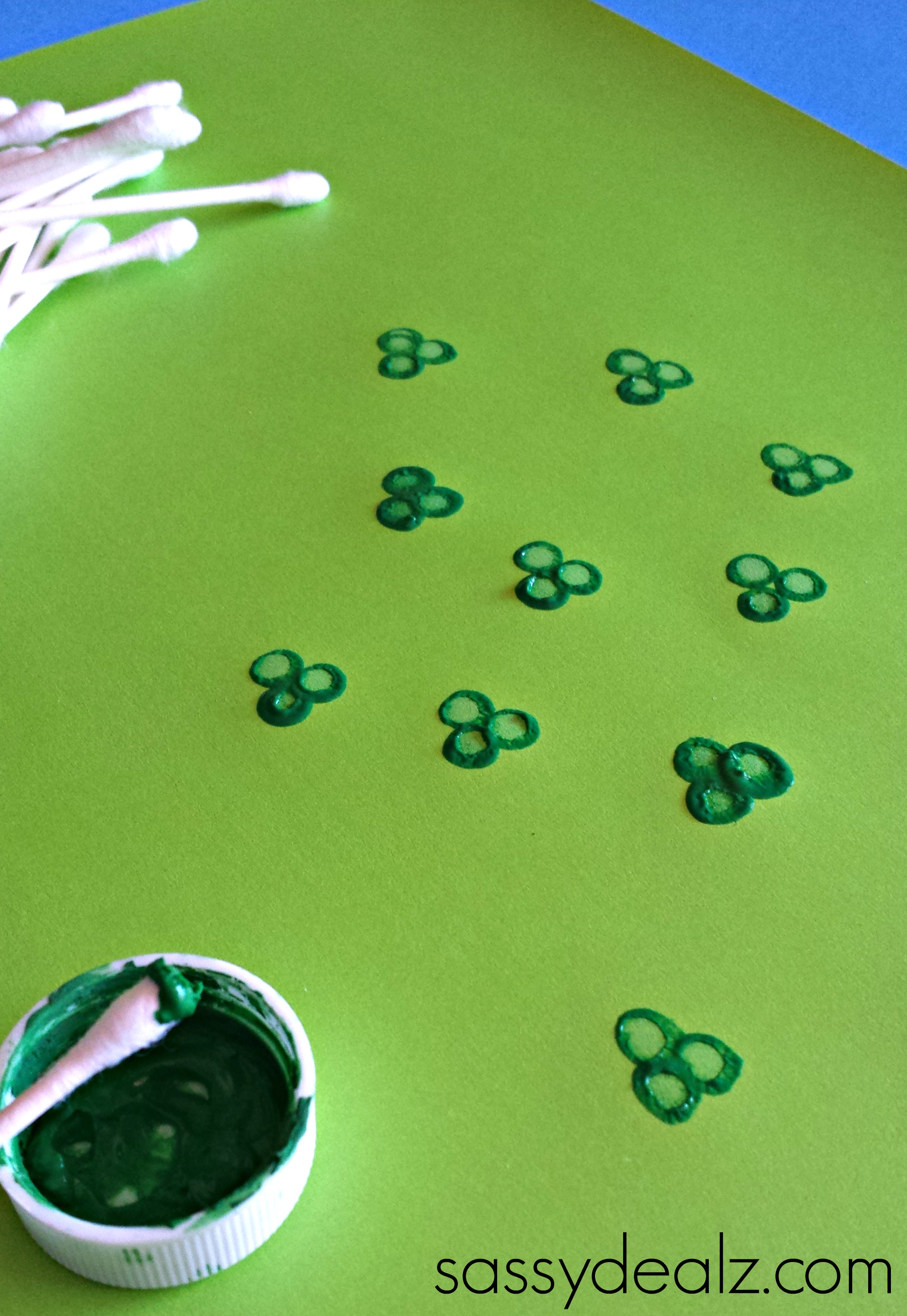 Q-tip Shamrock Craft for St. Patrick's Day - Crafty Morning