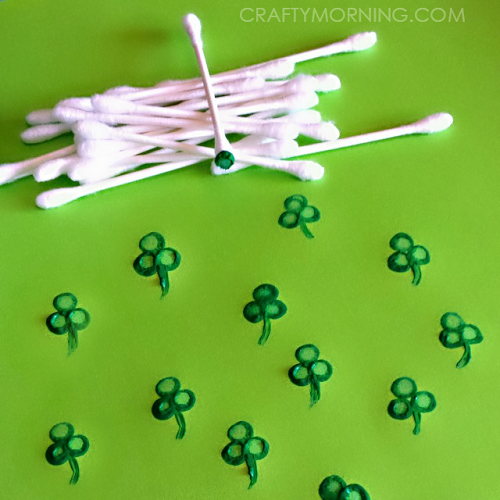 Q-tip Shamrock Craft for St. Patrick’s Day