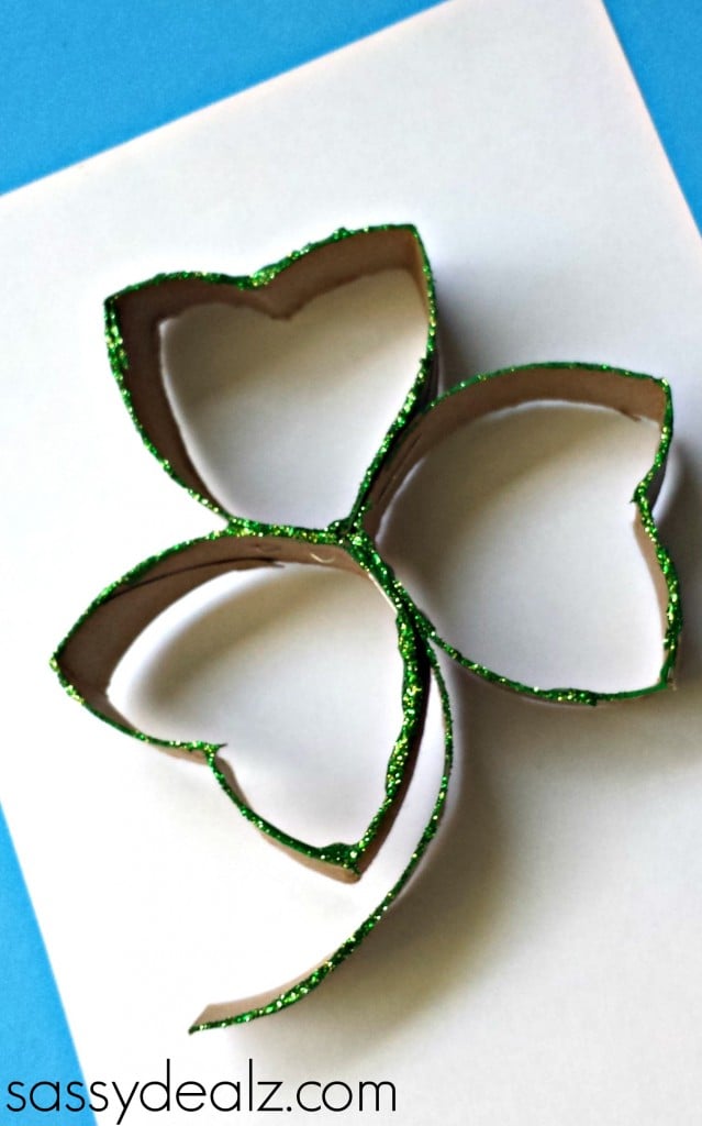 Toilet Paper Roll Shamrock Glitter Craft