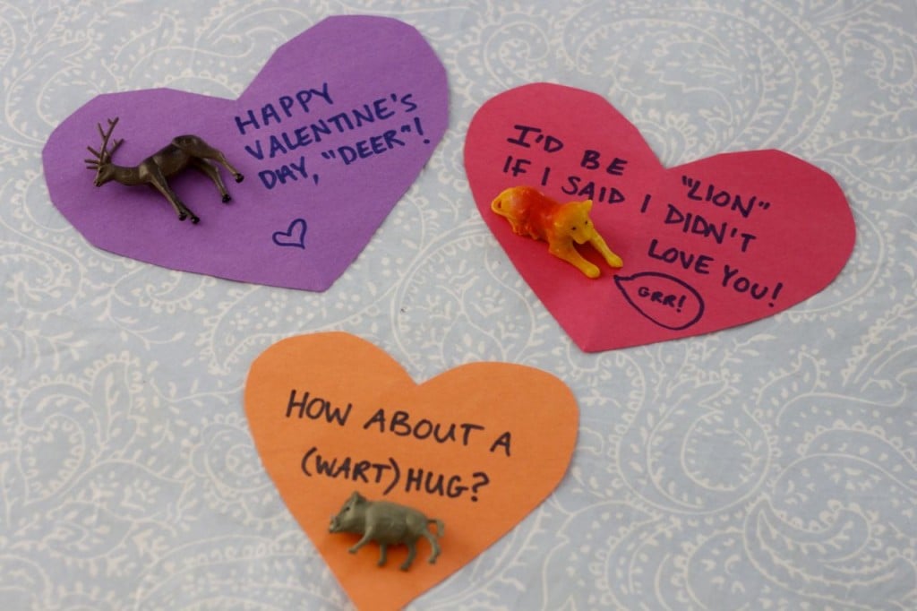 Plastic Animal Toy Valentine’s Idea