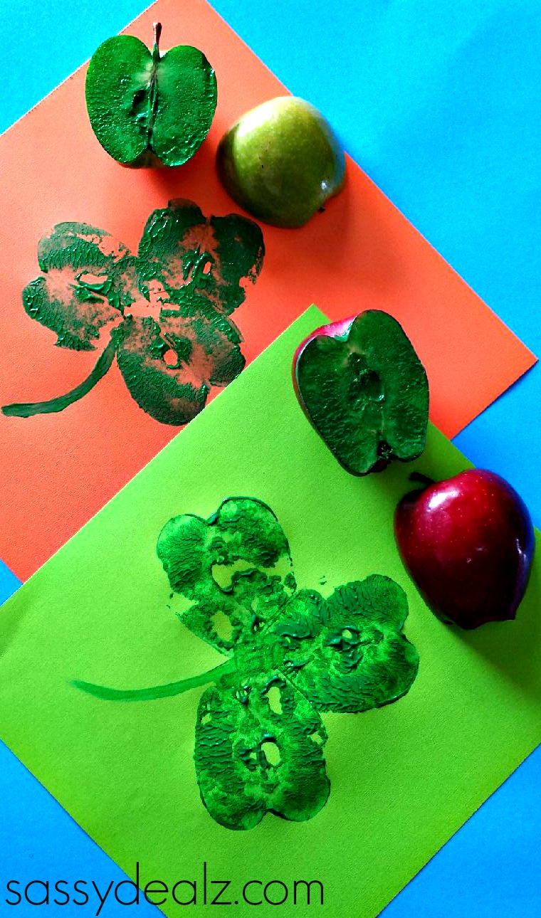 Apple Shamrock Stamp Craft for St. Patrick’s Day