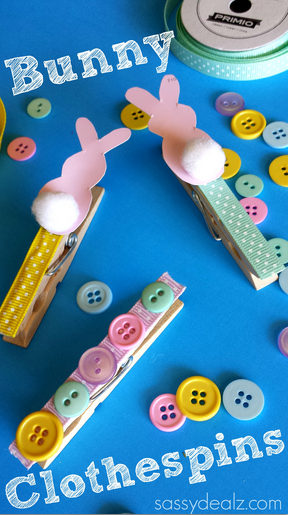 Bunny Clothespin Easter Craft Using Paint Samples