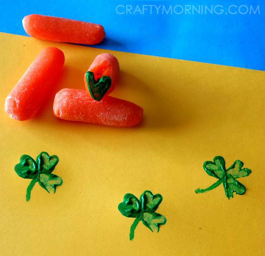Carrot Shamrock Stamping for St. Patrick’s Day