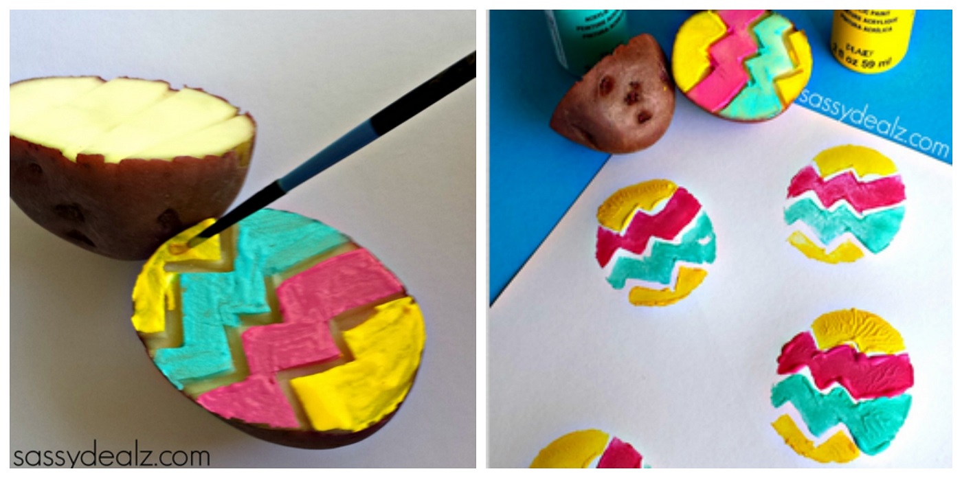 Easter Egg Potato Stamping Craft for Kids