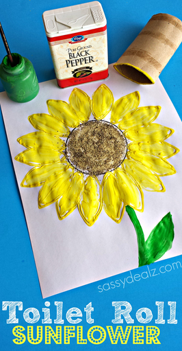 Toilet Paper Roll Sunflower Stamp Craft