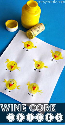 Wine Cork Chicks Craft for Kids