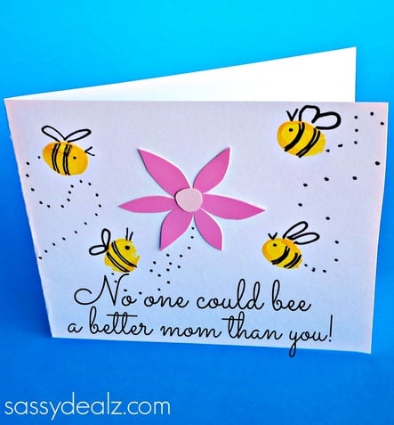 Fingerprint Bee Mother’s Day Card for Kids to Make