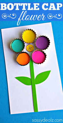 Bottle Cap Flower Craft for Kids