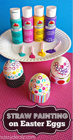 Decorate Easter Eggs with Straws and Paint