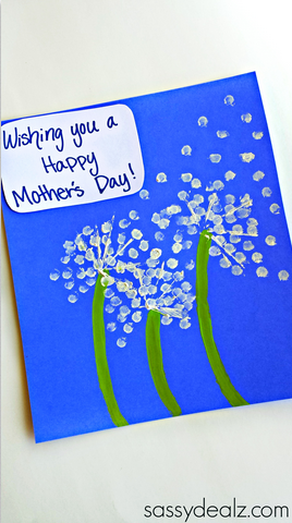 Q-Tip Dandelion Mother’s Day Card for Kids to Make