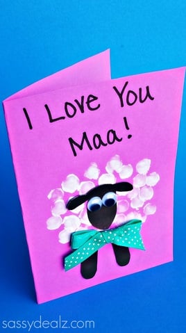 Fingerprint Sheep Mother’s Day Card Idea