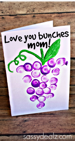 “Love You Bunches” Kids Thumbprint Grapes Card