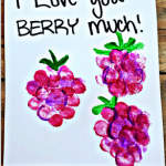 "I Love You Berry Much" Fingerprint Raspberry Card Idea