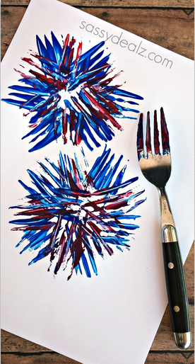 Kids Fireworks Craft Using a Fork