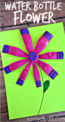 Water Bottle Flower Craft for Kids