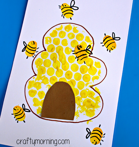 Bubble Wrap Beehive + Fingerprint Bee Craft