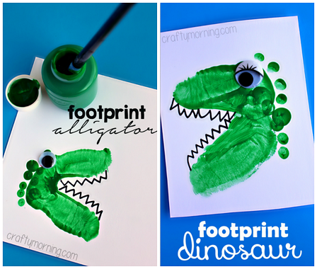 Alligator & Dinosaur Footprint Crafts for Kids