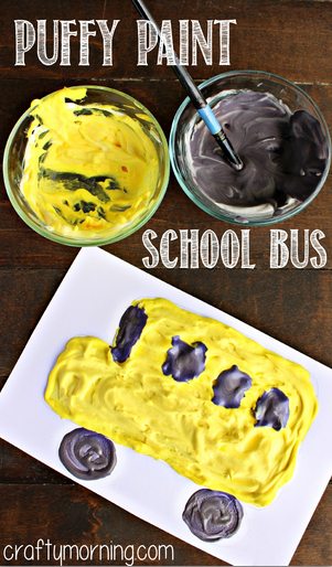 Puffy Paint School Bus Craft for Kids