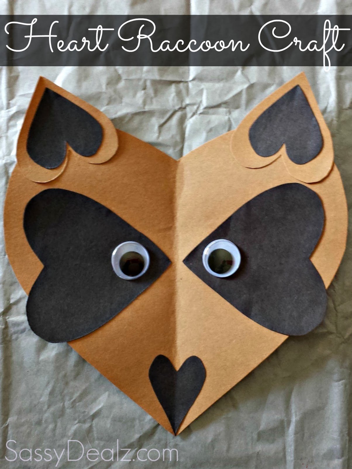 Paper Heart Raccoon Craft For Kids