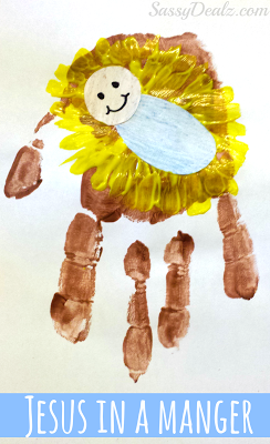DIY Baby Jesus In a Manger Handprint Craft For Kids