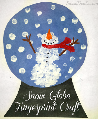 DIY Fingerprint Snow Globe Craft For Kids