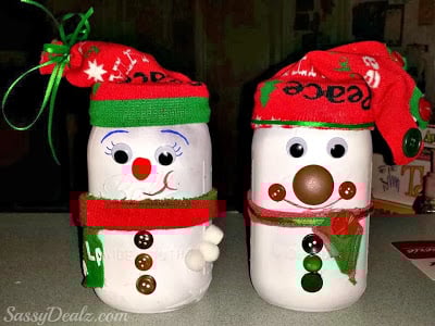 DIY Snowman Mason Jar Craft For Kids (Light Decoration)