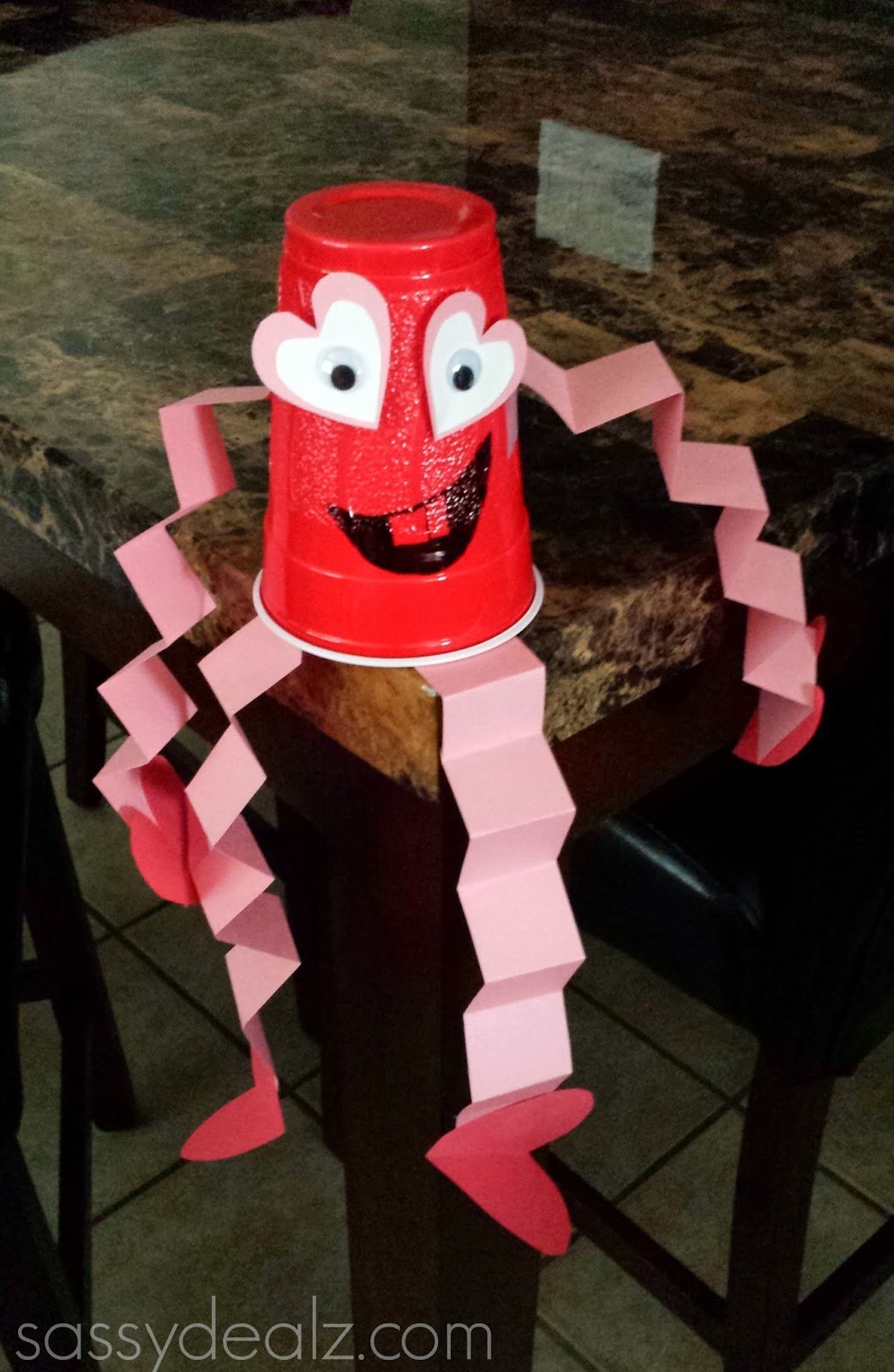 Red Solo Cup Valentine’s Day Craft For Kids {Heart Man}