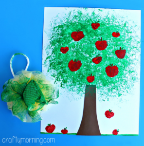 Make an Apple Tree Craft Using a Pouf Sponge - Crafty Morning