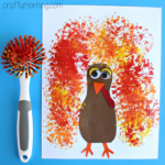 Dish Brush Turkey Craft for Thanksgiving