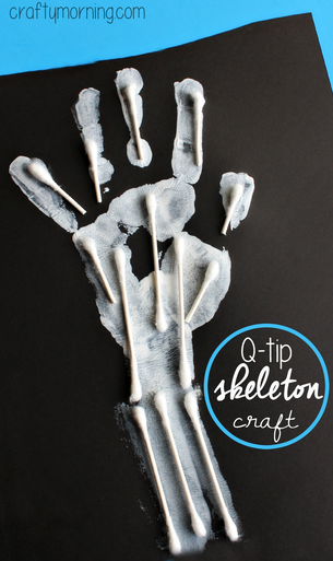 Q-Tip Handprint Skeleton - Crafty Morning