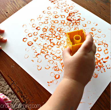 Simple Lego Stamped Pumpkin Craft for Kids