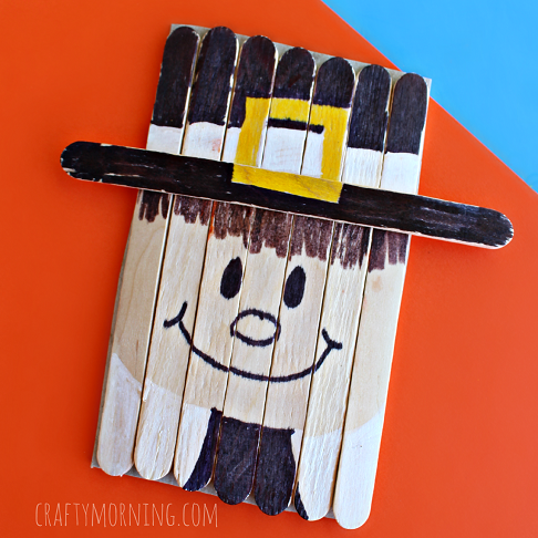 Popsicle Stick Pilgrim Craft for Thanksgiving