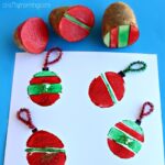 Potato Stamping Craft: Christmas Ornament Bulbs
