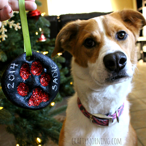 Salt Dough Puppy Paw Print Christmas Ornament - Crafty Morning