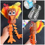 Water Bottle Turkey Puppet Craft for Kids
