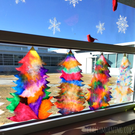 Coffee Filter Christmas Tree Suncatchers