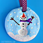 Fingerprint Snowman Salt Dough Christmas Ornament