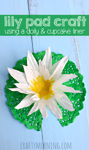 lily-pad-craft-using-a-doily-cupcake-liner