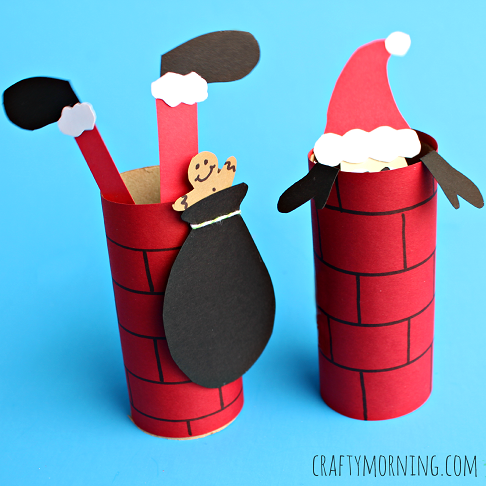 Santa Going Down a Toilet Paper Roll Chimney (Kids Craft) - Crafty Morning