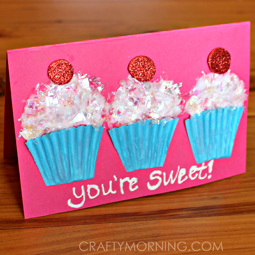 Cupcake Liner Valentine’s Day Card Idea