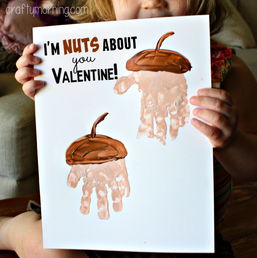 “I’m Nuts About You” Handprint Acorn Valentine