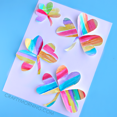 Watercolor Rainbow 3 Leaf Clover Craft