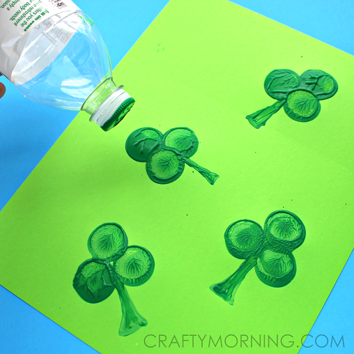 Water Bottle Shamrock Stamp Craft for Kids